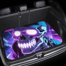 1 pieza Alfombra extra gruesa para maletero de coche con estampado de calavera, revestimiento impermeable y a prueba de polvo, fácil de limpiar, adecuado para SUV, sedán, camioneta, protege eficazmente el maletero - 100 cm x 75 cm - Ver 5
