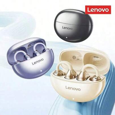  Lenovo Wireless Clip-On Open-Ear Headphones, Panoramic Surround Stereo Sound, Long Battery Life, HD Calling, Genuine Lenovo Bluetooth Headset