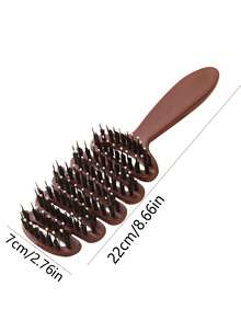 1个松果头皮按摩刷，防静电，丰盈护发，高冠造型工具，纹理发刷 - 棕色 - 查看 6
