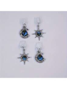 1pc Blue Star Series Mobile Phone Decor Accessory, Dust Plug Pendant. Suitable For Type-C Interface Phones. Fashionable Mobile Phone Decoration, Exquisite Phone Accessory, Holiday Gift. - Multicolor - View 3