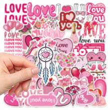 50pcs Heart Shaped Stickers For Decorating Phone Cases, Notebooks, Diaries, Planners, Guitars, Skateboards, Valentine's Day Gifts - Love - View 5