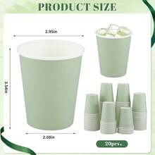 20/40/100 Cốc giấy màu xanh lá cây nhạt, 9oz Cốc giấy dùng một lần màu xanh lá cây nhạt cho tiệc mừng em bé, cốc giấy dùng một lần cho lễ Phục sinh, cốc uống nước cho đám cưới, sinh nhật, tiệc mừng em bé theo chủ đề rừng cây. - màu xanh lá - Xem 13