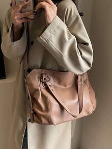Nova Chegada Bolsa Tote Casual Minimalista de Grande Capacidade - Caqui - Visão 7
