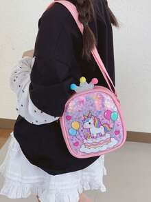 Coin Purse Sequin Bag Chic Princess PU Accessory Backpack Unicorn Shoulder Crossbody Bag - Pink - View 12
