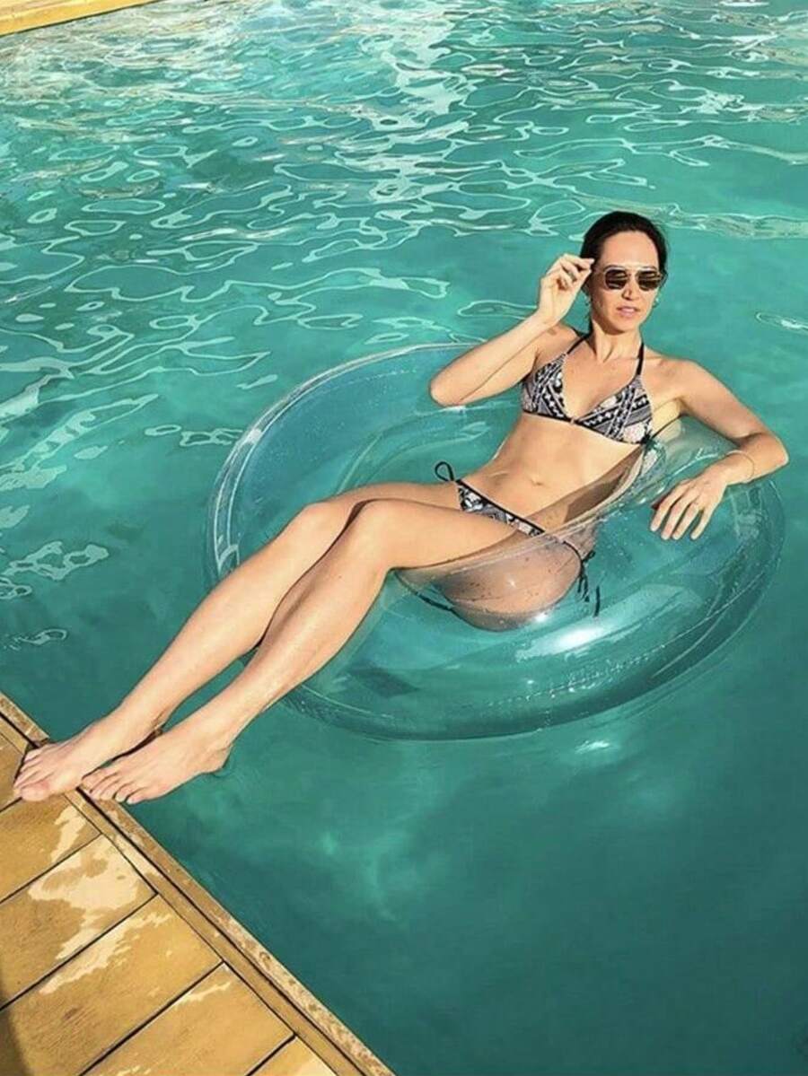 1个充气透明游泳圈，充气透明甜甜圈泳圈，充气透明游泳圈（适用于摄影旅行），女士游泳圈，成人圆形，全透明游泳圈，透明救生圈 - 游泳圈 - 查看 1