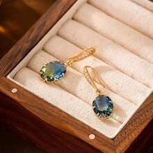 1pc Cubic Zirconia Drop Earrings Copper Jewelry - 淺藍色 - 查看 9