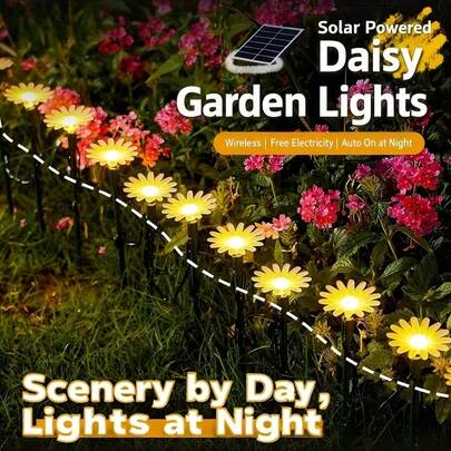 Bộ 10 đèn LED năng lượng mặt trời trang trí sân vườn | Đèn hoa cúc ngoài trời với 8 chế độ chiếu sáng, lắp đặt bán âm, lý tưởng cho vườn, cắm trại, tiệc tùng, ngày Valentine, đám cưới, dạ hội, sinh nhật, hồ bơi và trang trí sân vườn.