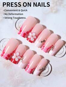 Bộ 24 miếng dán móng tay 3D họa tiết hoa, kèm 1 keo dán và 1 dũa móng, kiểu dáng vuông vức với hạt kim loại nhỏ, phù hợp với móng tay cỡ trung bình, dễ dán, thích hợp cho phụ nữ đi làm hàng ngày, dự tiệc và các dịp khác. - Nhiều màu - Xem 3