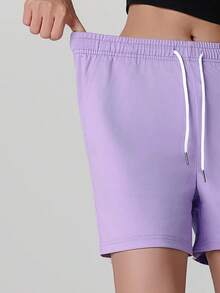 Women's Loose Fit Quick-Dry Elastic Breathable Sports Shorts, Suitable For Casual, Running And Fitness - Purple - View 4