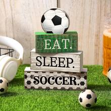 4 Soccer-Themed Desktop Decorations; Spring Soccer-Themed Tiered Tray Decorations; Soccer Party Table Centerpieces; Perfect For Coffee Tables, Mantels, Bedrooms, And Living Rooms; Decorative Elements For Harvest Celebrations, Soccer-Themed Parties, And Soccer Events; Makes A Wonderful Gift For Family And Friends - View 4