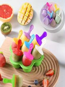 Juegos de moldes versátiles para paletas, moldes de 7 agujeros, moldes de helado de colores, moldes creativos para polos, utensilios de cocina - Multicolor - Ver 3