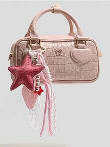 Móc khóa trang trí túi xách hình ngôi sao màu hồng cánh sen, thiết kế cao cấp tinh tế, sang trọng dành cho phụ nữ, phụ kiện túi xách du lịch dễ thương. - Màu Hồng Tươi - Xem 2
