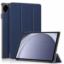 Funda para Galaxy Tab A11 de 8.7 pulgadas 2025, cubierta protectora de cuero con función inteligente, resistente a arañazos e impactos, ligera - Azul oscuro - Ver 4