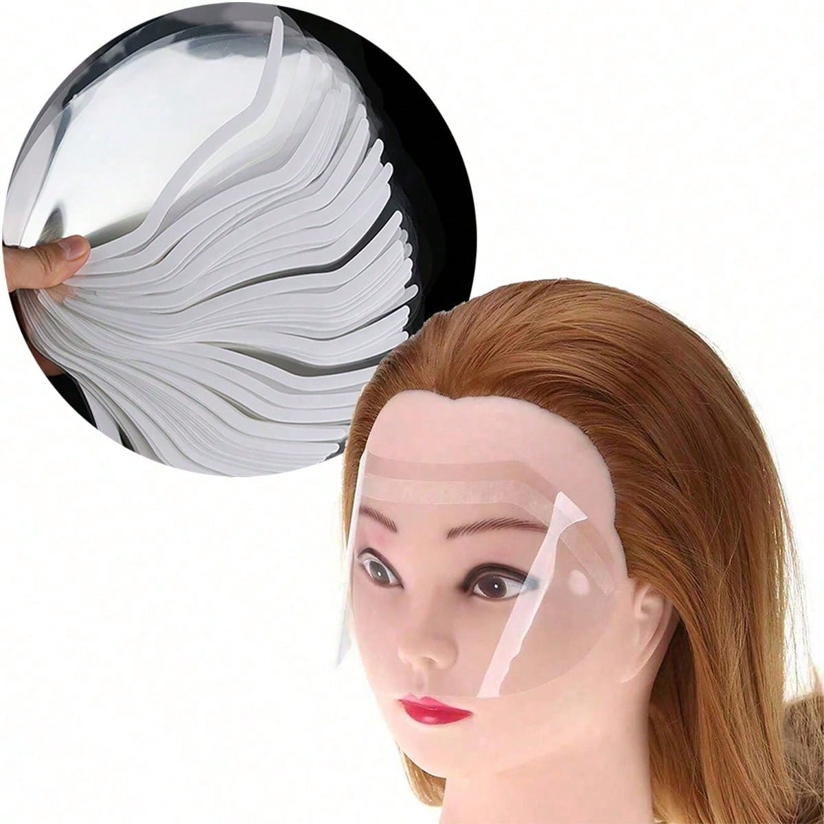 50pcs Disposable Hair Salon Face Shields, Clear Eye Protector For Bangs Cutting & Hairspray, Waterproof Face Mask For Microblading & Makeup, Professional Hair Stylist Supplies