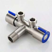 One Stainless Steel Triangular Valve, Three Way, One In And Two Out Double Control Toilet And Washing Machine Angle Valve Faucet Fitting - Angle Valve - View 9