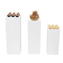 3-Pack Metal Display Pedestal Stands Square Modern White Wedding Centerpieces For Flowers/Cakes/Decor Iron Floor Standing Pillars With High-Temp Coating 39/35/28in - White - 查看 7