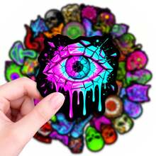 50pcs Neon Graffiti Crystal Eye Stickers, Waterproof Cool Aesthetic Stickers For Adults, Suitable For Water Bottles, Laptops, Skateboards, Phone Cases, Guitars, Luggage, DIY Punk Goth Style Accessories - A - View 5