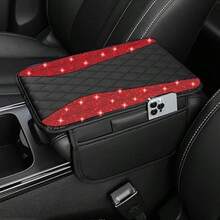 Car Armrest Pad With Sparkling Diamonds, Car Leather Armrest Cover With 2 Storage Pockets, Universal Center Console Cover Diamond Decor Fit For Most Cars, Multi-Color Diamonds - Diamond-shaped Sparkling Diamonds - View 14