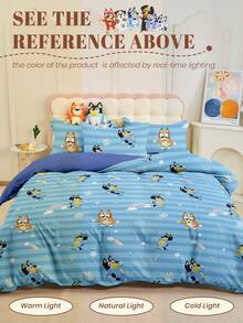 Bluey 2/3pcs Bedding Set, Cartoon Bedding, Warm & Anti-Pilling Bedding Set, Soft & Breathable Duvet Cover, Cartoon Theme Bedding Set, Suitable For All Bed Sizes: Single, Double, King, Standard, Suitable For All Seasons, Cute & Fashionable Bedding, Suitable For Bedroom & Dorm, Machine Washable, Spring/Summer Decor, New Spring/Summer Product - Multicolor - View 8