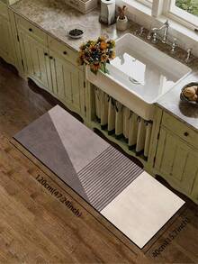 1pc Silica Gel Kitchen Floor Mat, Minimalist Colorblock & Vertical Stripe Pattern, Morandian Gray & Beige Tones, Clean-Cut Modern Simplicity, Suitable For Kitchen, Bathroom, Entryway, Laundry Room, Bedroom, Living Room Decor - متعدد الألوان - مشاهدة 14