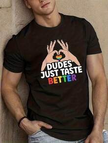 Camiseta de manga corta con cuello redondo para hombre, camiseta Rainbow Pride - una camiseta de cuello redondo con diseños creativos y patrones de colores vibrantes, adecuada para todas las estaciones. - Negro - Ver 5