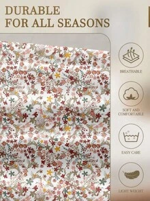 1pc Fashionable Floral Garden Pattern Fitted Sheet, Suitable For All Size Mattresses - Twin, Full, Queen, King, Deep Pocket 11.8 Inches, Soft Breathable, Wrinkle-Resistant, Ideal For Sleep, Machine Washable, Essential For Dorm Room - Multicolor - View 6