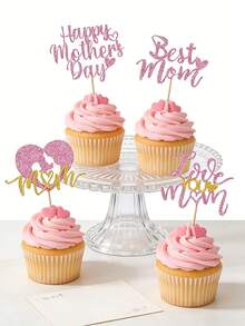 12/6入 亮粉色母親節杯子蛋糕裝飾插牌，母親節快樂杯子蛋糕插牌，適用於母親節、生日派對、送給媽媽的禮物、週年紀念 - 隨機款 - 查看 4