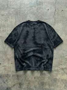 Camiseta de manga corta de cuello redondo casual y estampada para hombre - Negro - Ver 4