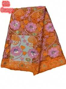 5码/1码优质非洲奢华亮片网纱蕾丝面料,法式蕾丝面料,适用于尼日利亚婚礼派对礼服 - A - 查看 18