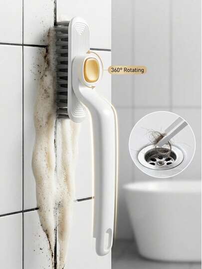 1PC 3-In-1 360° Rotating Crevice Brush, Multi-Functional Deep Clean Brush With Tweezer & Scraper For Bathroom Tile & Grout, 1pc Crevice Cleaning Brush Grout Brush For Tile Floors 360 Rotating Cleaning Brush Gap Cleaning Brush Bathroom Cleaning Brush