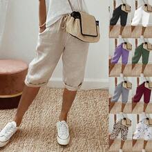 Women'S Bermuda Shorts -100% Knee-Length With Pockets, Elastic Waist Drawstring Pull-On, Casual Summer Daily Wear - 深灰色 - 查看 2