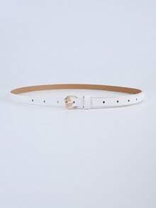 1/3/4pcs Geometric Buckle Skinny Waist Belt, Mixed Color Solid Versatile Waist Strap - Multicolor - View 8