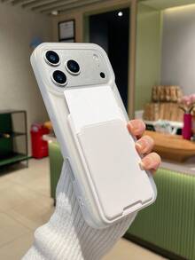 2-In-1 Minimalist White Card Holder Phone Case, Soft-Touch Semi-Transparent Matte Anti-Scratch Anti-Fingerprint Phone Case, Suitable For Daily Commute/Gift Giving, Compatible With IPhone & Galaxy - White - View 8