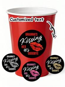 Bộ 12/24/40 miếng dán in hình môi tùy chỉnh chữ "Tạm biệt tuổi 40", nhãn dán tròn cá nhân hóa cho tiệc sinh nhật, đồ dùng trang trí tiệc cho cốc, quà tặng, máy tính xách tay, sổ tay, đồ dùng tiệc sinh nhật lần thứ 50, nhãn dán chúc mừng tạm biệt tuổi 40, nhãn dán sự kiện sinh nhật người lớn, món quà lý tưởng cho người sinh nhật, bạn bè và gia đình, nhãn dán chống thấm nước, quà tặng sinh nhật. - Nhiều màu - Xem 1
