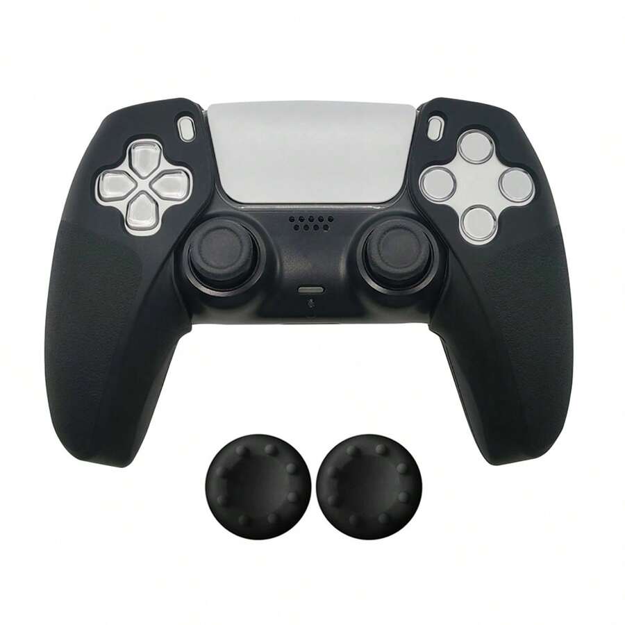 2 piezas Juego de 5 cubiertas de agarre de controlador + 2 piezas Juego de tapas de joystick, Antideslizante, Antideslizante, Antipolvo, Antirayado, Mejora la experiencia de juego - Ver 1