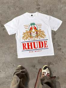 Rhude - Premium - - Tribute Men's - Shirt, Casual Soft Short Sleeve Cotton 220gsm - Shirt UNWM - Trắng 2 - Xem 7