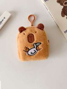 水豚毛绒零钱包迷你钥匙扣包，可爱卡通儿童零钱包，学生耳机收纳包 - 彩色 - 查看 13