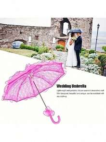 2pcs Set, White Lace Parasol And Lace Hand Fan, Tea Party Decor, Christening Birthday Party Supplies, Vintage Wedding Accessories, Bridesmaid Photo Props, 18th Century Costume Accessories - A - View 3