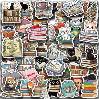 50 miếng dán hình động vật đang đọc sách, miếng dán vẽ nguệch ngoạc sáng tạo, đồ dùng văn phòng, miếng dán điện thoại và máy tính, chất lượng cao, chống thấm nước, miếng dán độc đáo, quà tặng trang trí cổ điển, gói tiết kiệm, miếng dán hoạt hình dễ thương, miếng dán anime độc đáo, miếng dán trang trí, chống thấm nước, miếng dán trang trí ốp điện thoại.
