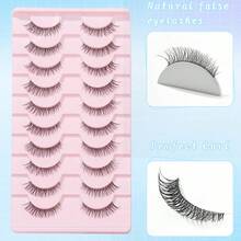 10 Pairs Lightweight Invisible Transparent Band False Eyelashes, Realistic Faux Lashes, Soft & Natural, Eyelash Extension, One-Piece Style, Fits Eye Shape - Criss Cross lashes - View 6