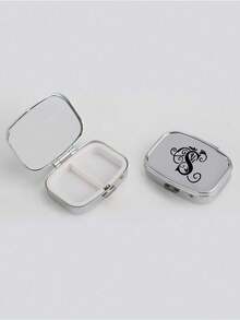 A-Z Letter Pattern Square Pill Box, 2 Portable Medication Storage Compartments, Mini Metal Storage Box, Portable Jewelry And Pill Case, Personalized Creative Gift With Name Tag, Suitable For Travel, Outdoor Activities, Bags, Pockets, Can Be Used As Wedding Gifts, Gifts And Reception Decorations, Unique Decorative Travel Storage Box, Gift For Friends (Letter A-Z) Medicine Bag First Aid Bag Medicine Organizer Pill Organiser Pill Container For Home For Outdoor Cruise Essentials Travel Essential - Multicolor - View 7