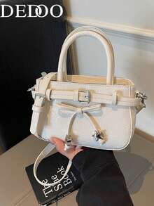 Dedoo 1pc Small Women's Handbag, Contrast Color Design, Retro Texture, Versatile For Casual & Commute - Beige - View 10