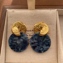 Exquisite Round Stud Earrings, Contrasting Color Luxurious Niche Design, Fashionable Smooth Fresh Versatile Earrings For Women - Star - View 7