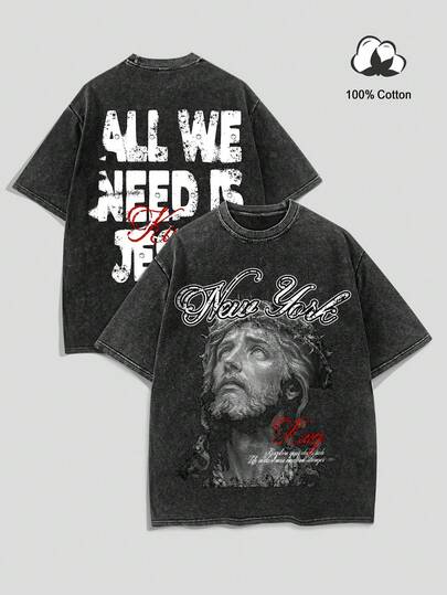 男士休闲圆领印花短袖T恤，适合夏季户外活动和日常穿着