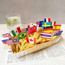 OBOVAY 100pcs Mini National Flag Toothpicks, 50+ Countries World Cup Sports Food Picks, Small Wooden Flag Decor, Suitable For Paper Cups, Appetizers, Beverages And Party Decorations, Patriotic National Day Parades And Sports Fans Supplies, Applicable For Global Events, Travel And International Theme Parties - Multicolor - View 1