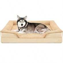 JOYELF Cama Ortopédica para Perros Extra Grandes Sofá Cama de Espuma Cama Impermeable con Funda Lavable y Base Antideslizante - Kaki - Pies - Ver 8