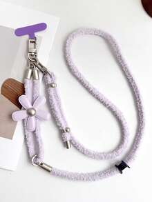 1pc Floral Furry Phone Lanyard, Adjustable Crossbody Fluffy Flower Phone Strap, Elegant Luxury Phone Case Chain, Autumn/Winter Bee Camera Shoulder Strap - Multicolor - View 25