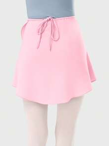 balletto 芭蕾舞裙，松紧腰带系带设计，粉色春季舞蹈练习裙 - 粉色 - 查看 3