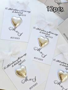 12 Thiệp Chúc Mừng Cưới Tùy Chỉnh | Chúc Hạnh Phúc | Chúc Mừng Đính Hôn | Chúc Mừng Kỷ Niệm | Thiệp Quà Tặng Chúc Phúc Cưới - Phiên bản màu trắng có nơ - Xem 8