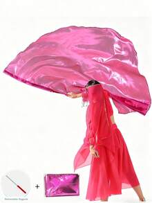 1 paquete de banderas de danza y adoración con varilla retráctil, banderas de danza del vientre en forma de semicírculo para uso en exteriores - Multicolor - Ver 27